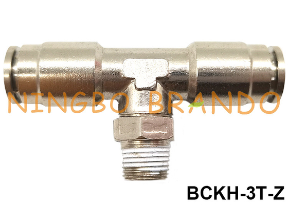 Nhánh nam Tee Đẩy trong Ống Ống khí nén bằng đồng thau Phù hợp 1/8 '' 1/4 '' 3/8 '' 1/2 ''