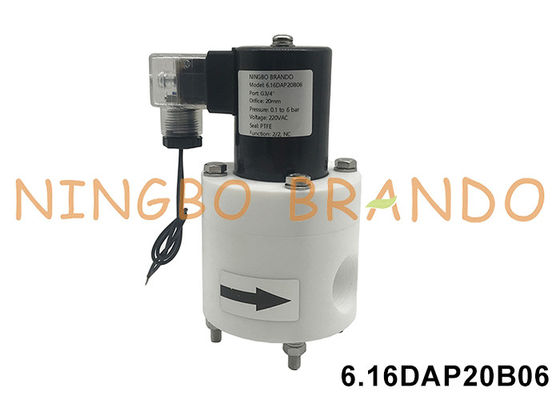 3/4 'PTFE chống ăn mòn van điện tử kháng axit kiềm hóa học 24V 110V 220V