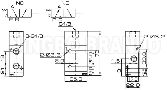 3A210-06 Máy phun điều khiển khí khí mở bình thường đóng bình thường 3/2 Way