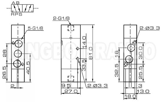 4A120-06 Airtac loại Pneumatic Air Pilot Valve 5/2 Way Double Control
