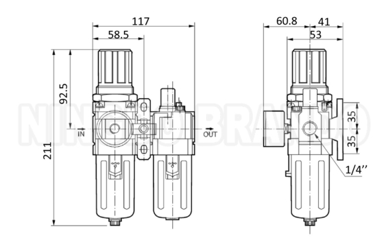 AC3010 1/4' 3/8' điều chỉnh bộ lọc không khí bôi trơn FR.L kết hợp