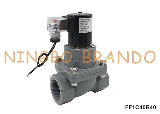 1-1/2' DN40 chống ăn mòn CPVC van điện tử cho axit hóa học 220V 24V