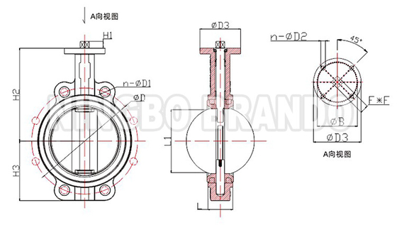 DN25 đến DN1200 loại Wafer không đầu Butterfly Valve Carbon Steel
