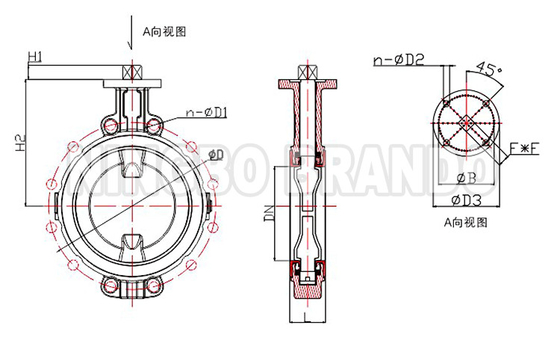 PTFE Linered Headless Wafer Type Butterfly Valve DN40 đến DN700