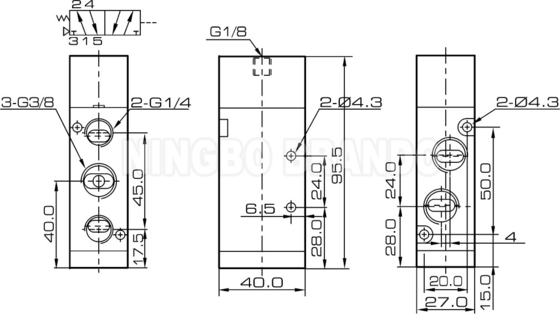 Airtac loại 4A310-10 5/2 Way Pneumatic Air Pilot Valve với thân hợp kim nhôm