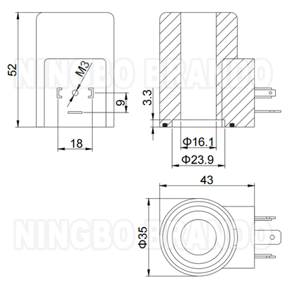 Cuộn dây van điện từ thủy lực 16mm lỗ, cao 52mm, 33W 12V 24V
