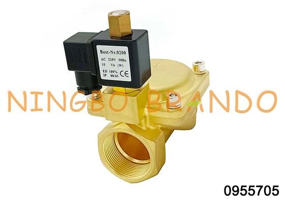 0955705 1.5'' 2 Way Brass Solenoid Valve Thường mở 24V 110V 220V