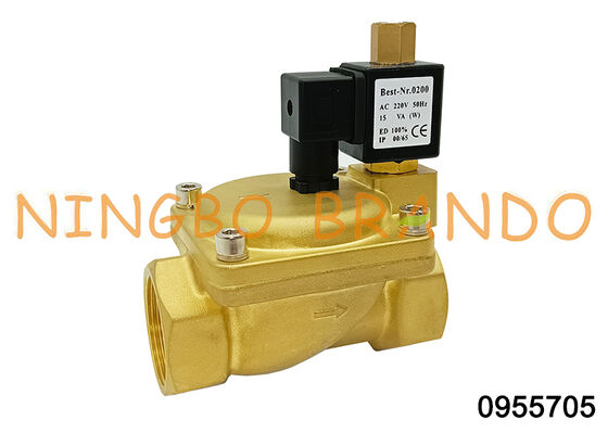 0955705 1.5'' 2 Way Brass Solenoid Valve Thường mở 24V 110V 220V