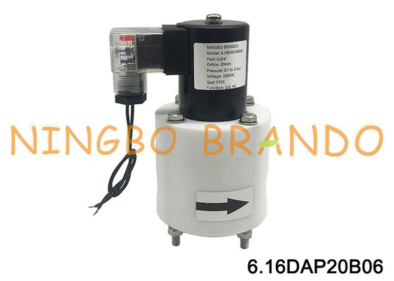 Van điện từ PTFE chống ăn mòn 3/4 '' DC24V AC110V AC220V