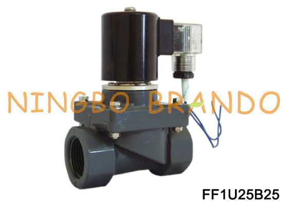 1 '' UPVC Chống ăn mòn Van điện từ thường đóng AC220V AC110V DC24V