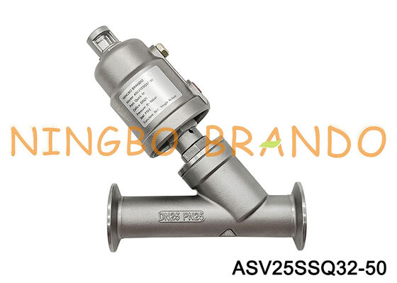 1/2 '' Tri Kẹp Van hơi góc bằng khí nén DN15 PN16 Thép không gỉ