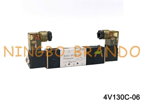 Airtac Loại 4V130C-06 Van khí điện từ 3 vị trí 5 cổng 1/8 '' Van điều khiển khí nén