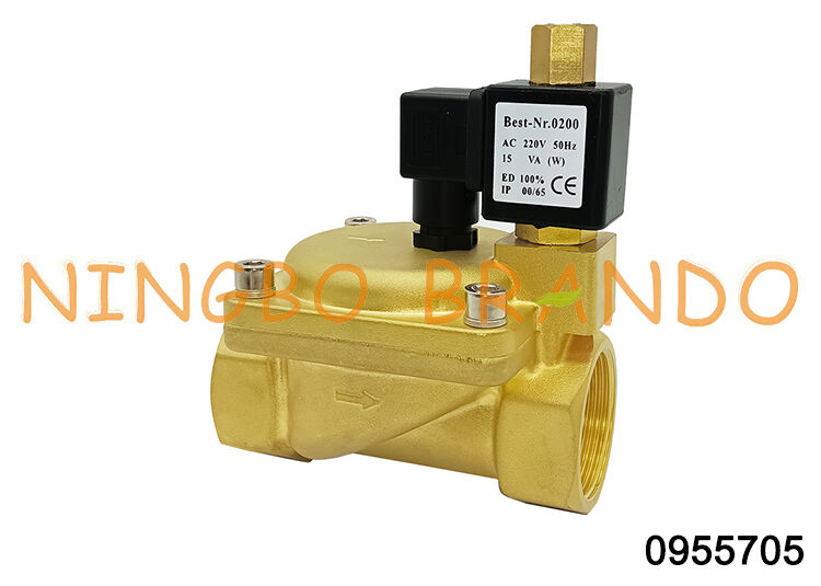 0955705 1.5'' 2 Way Brass Solenoid Valve Thường mở 24V 110V 220V