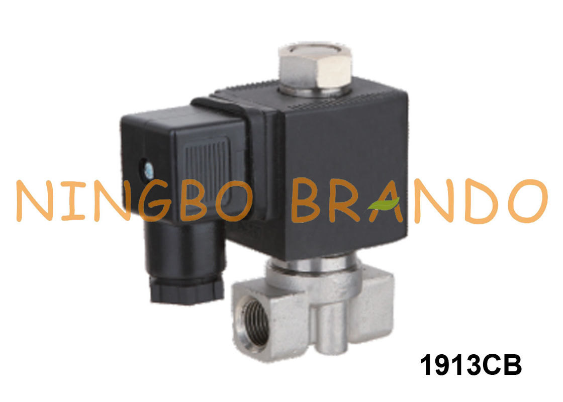 24V 220V 2 chiều Van điện từ thép không gỉ thường mở 1/8 '' 1/4 '' 3/8 ''