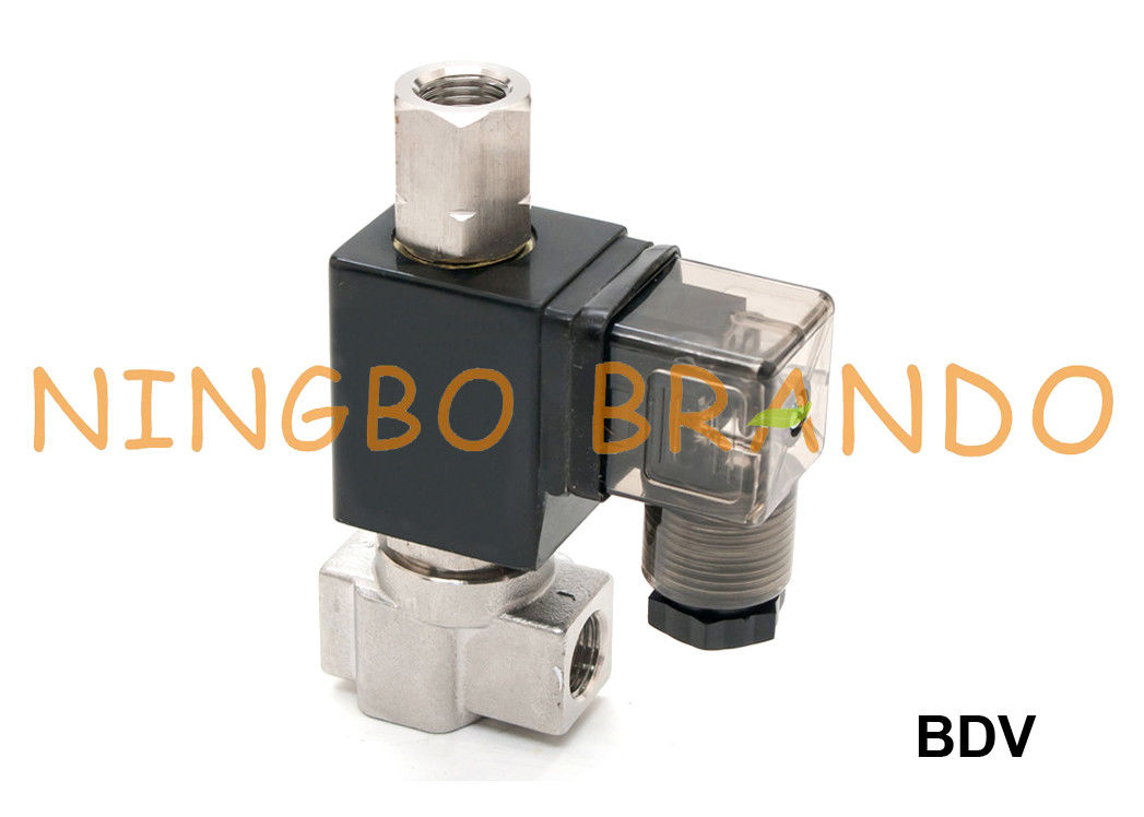 1/8 '' 1/4 '' 3 chiều Van điện từ bằng thép không gỉ thường đóng 24VDC 220VAC