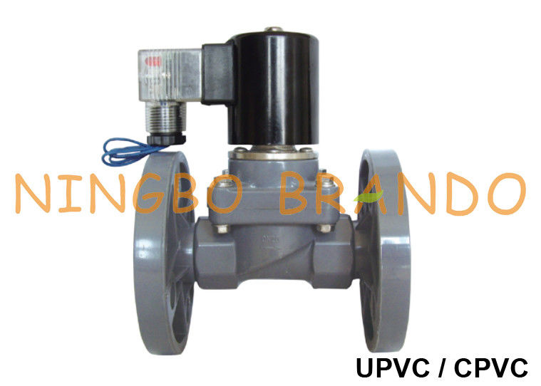 1/2 '' Van điện từ nhựa PVC UPVC có mặt bích chống ăn mòn 24V 220V