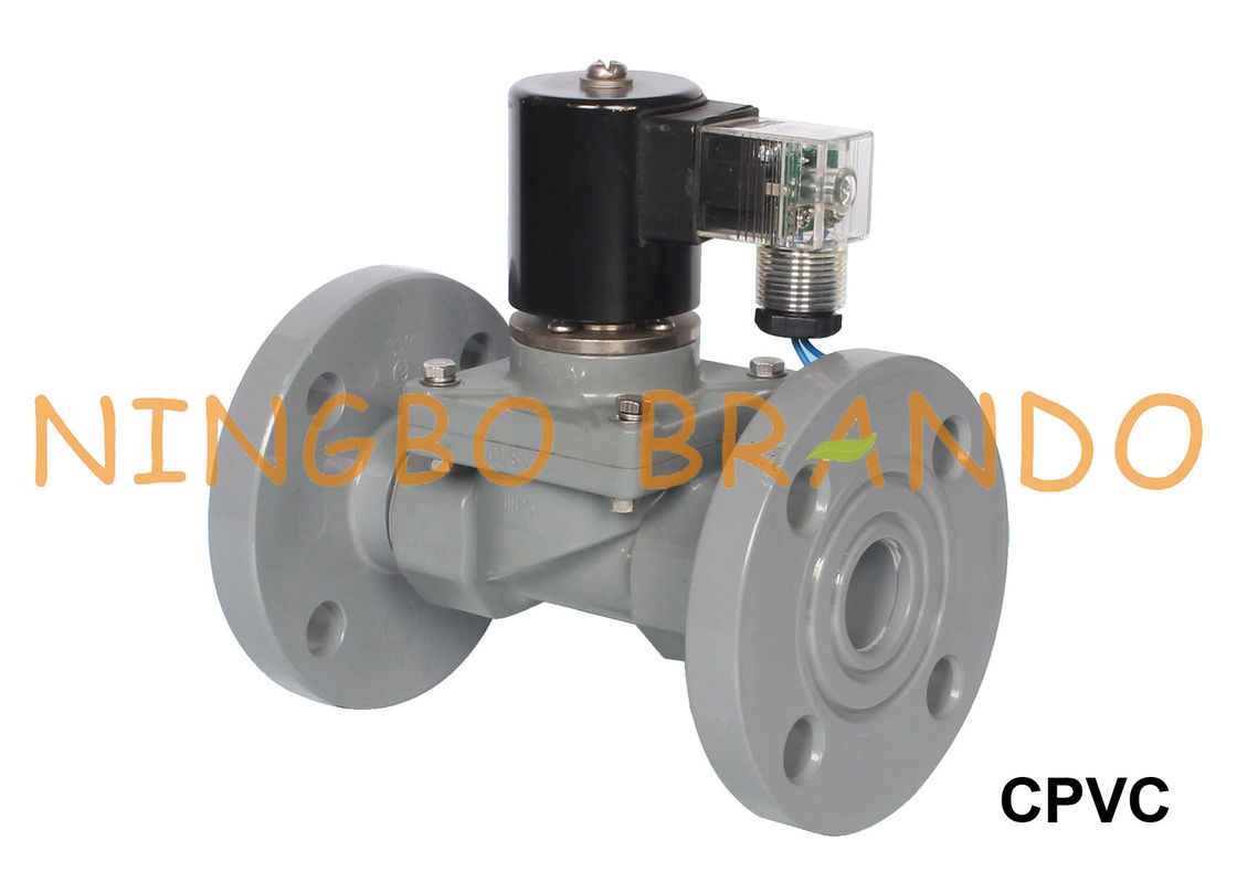 Van điện từ CPVC chống ăn mòn kiềm axit 1 1/4 '' 1 1/2 '' 2 '' mặt bích