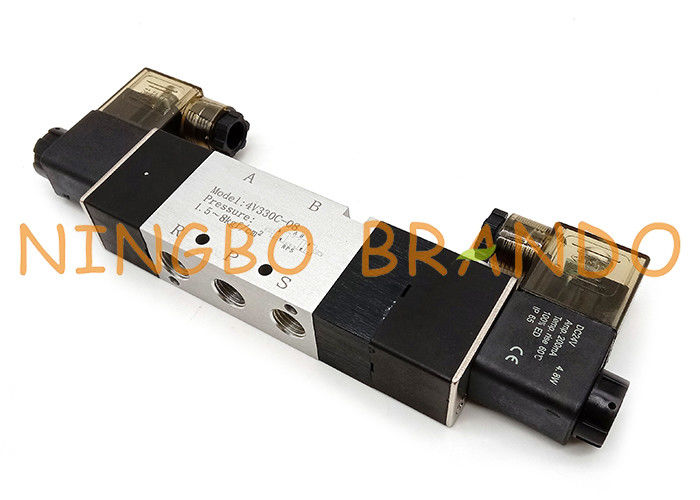 Airtac Loại 4V330C-08 Van điện từ khí nén trung tâm kín 5/3 cách
