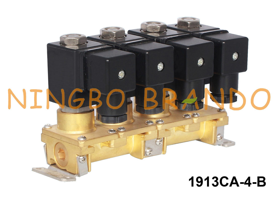 Xếp chồng 4 nhóm Van điện từ bằng đồng thau đa cổng 1/8 '' 1/4 '' 24V 220V