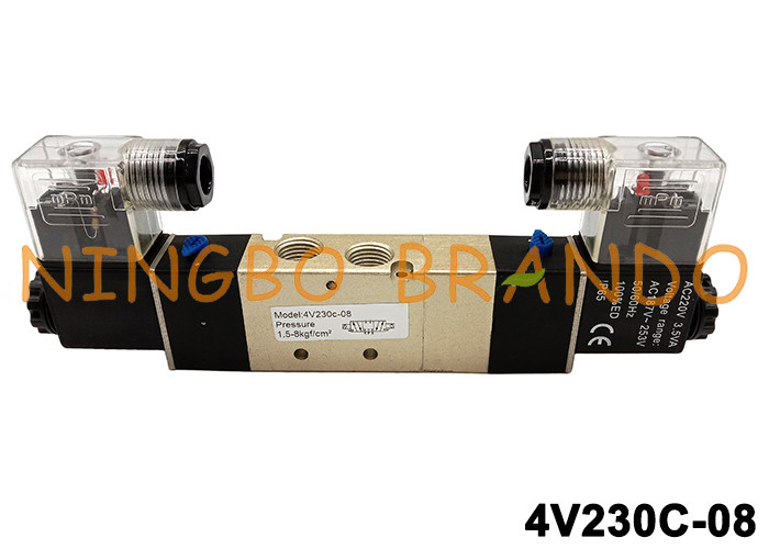 Loại AirTAC PT1 / 4 4V230C-08 Van điện từ 220V AC 24V DC 5/3 Way