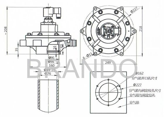 CA76MM 220V AC 50/60HZ Pneumatic Pulse Valve , Dust Collector Pneumatic Diaphragm Valve