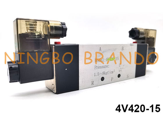 4V420-15 Điều khiển không khí loại Airtac Van điện từ khí nén 5/2 Đường 24V 220V