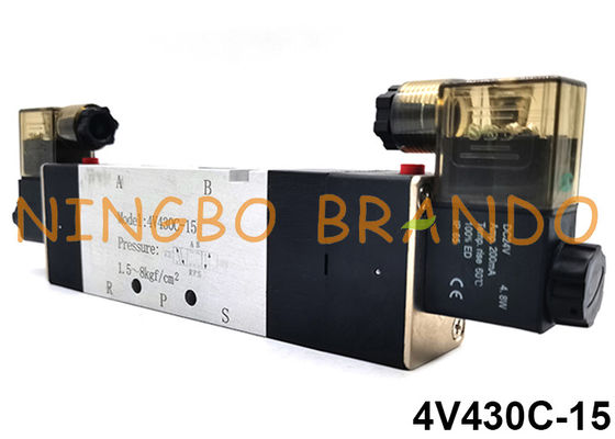 4V430C-15 Airtac Type 5/3 Way Van khí nén trung tâm đóng 24V 220V