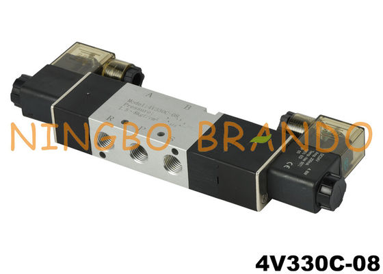 4V330C-08 Đóng Van điện từ khí nén trung tâm 5 Way 2 Vị trí 1/4''