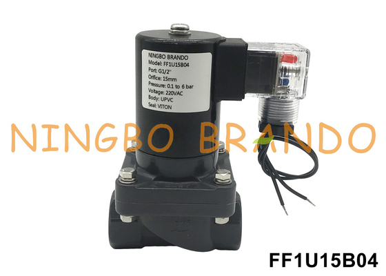 1/2 'Anti Corrosion UPVC Solenoid Valve cho axit hóa học kiềm 24V 110V 220V