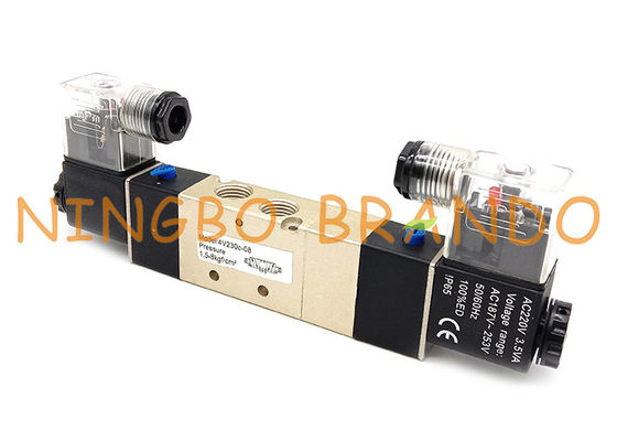 4V230C-08 1/4 '' Van điện từ kép 5/3 chiều đóng trung tâm van điện từ khí nén